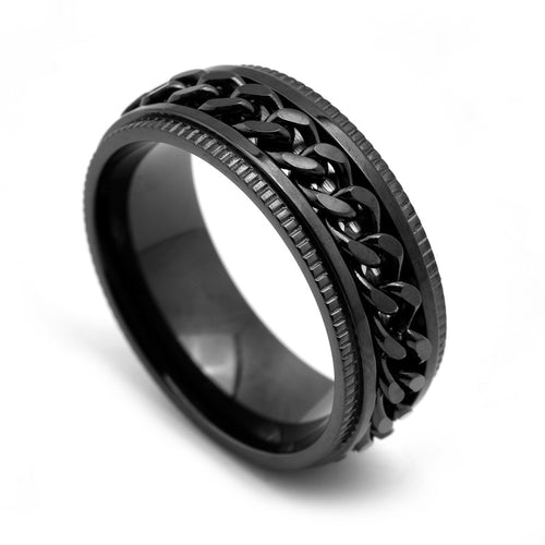 Mens Stainless Steel Rotating Band Spinner Ring