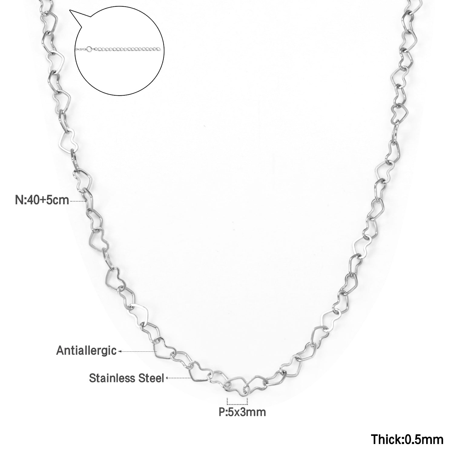 Minimal Heart Link Necklace